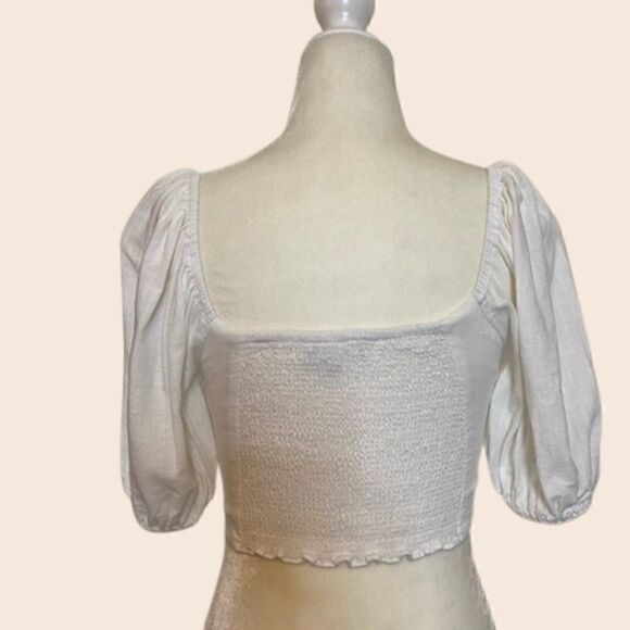 Cotton Candy LA White Milkmaid Bustier Tie Front Top w/ Puff Sleeves Size Small - Picture 3 of 10